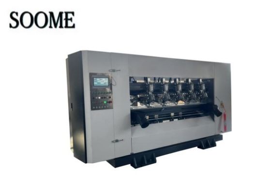 ประเภทเศรษฐกิจ การควบคุมคอมพิวเตอร์ Inline Thin Blade Slitter Scorer Machine สําหรับสายการผลิตกระดาษกระบอก